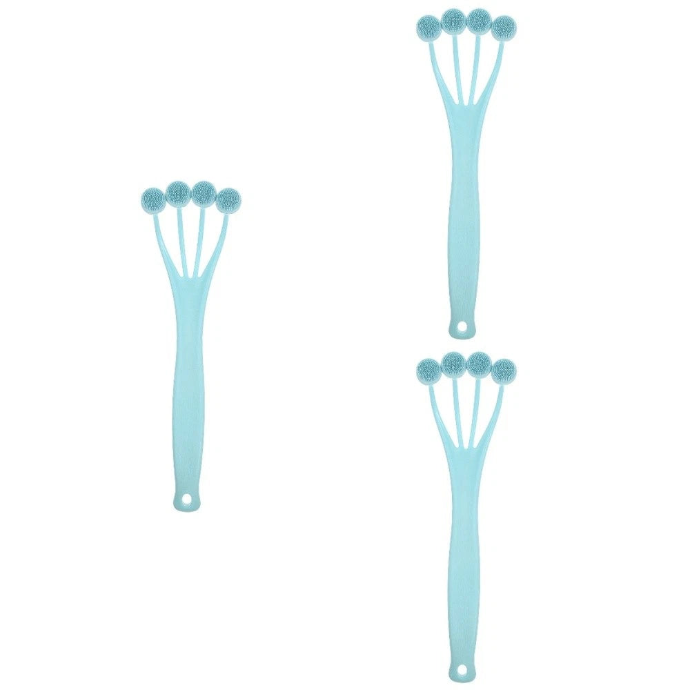 3 Pieces Exfoliating Bath Brush Man Scrubber with Handle Body Cleaning