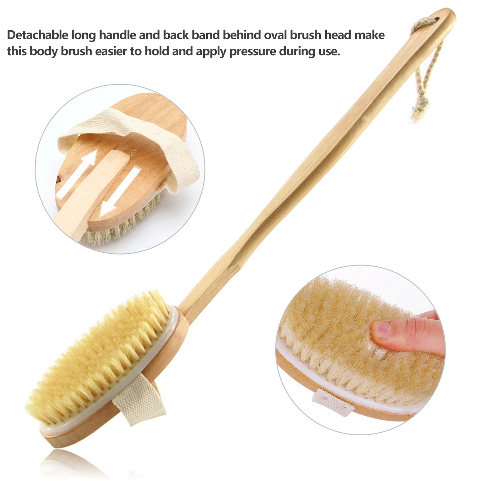 Bath Body Brush Back Scrubber W/Comfy Bristle Long Handle Gentle Massager G6A8