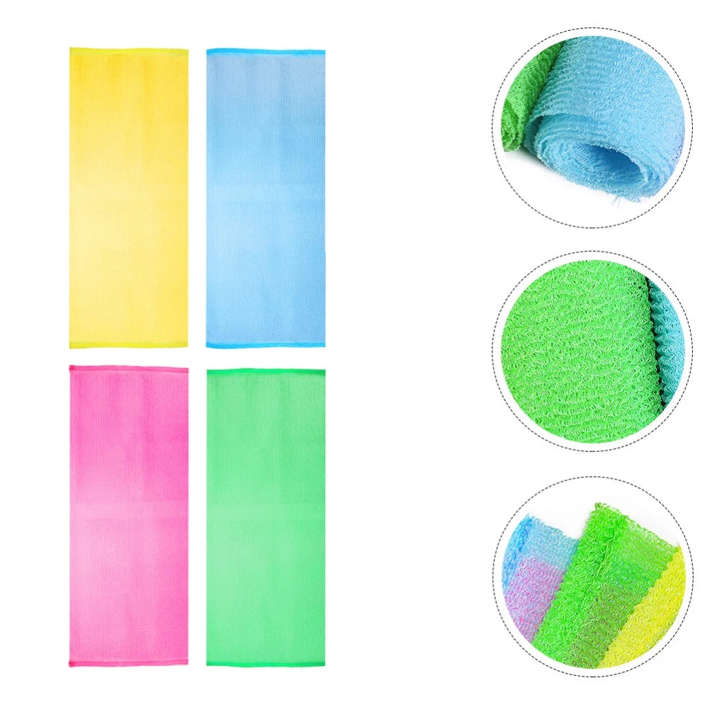 4 Pcs Bath Towel Exfoliating Back Scrubber for Shower Body Scrubbing Brush