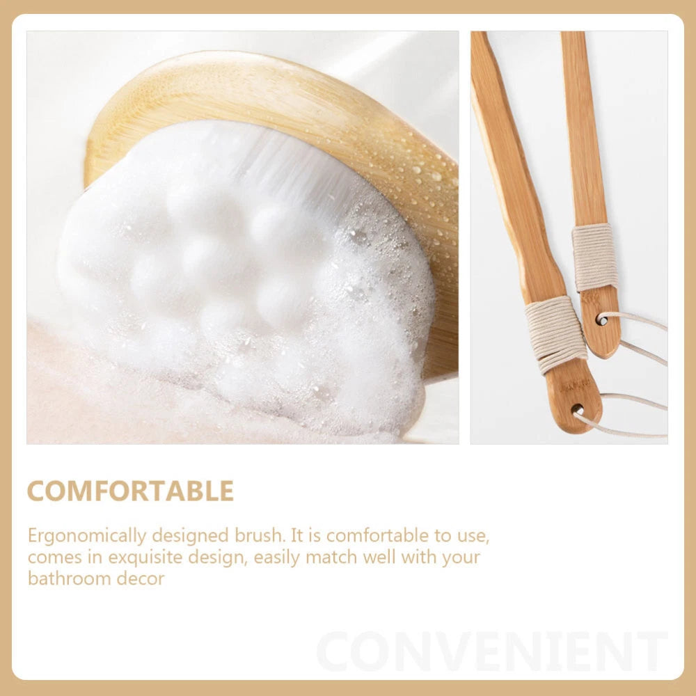 Shower Body Brush Fibre Long Handle Back Scrubber for Skin Exfoliating