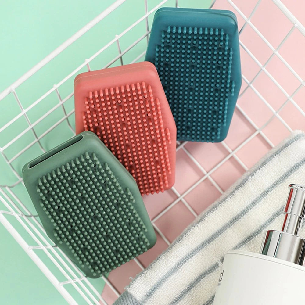 3 Pcs Silicone Bath Brush Body Exfoliator Skin Scrubber Man Cleaning Tools Back