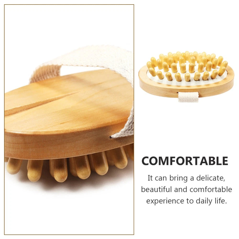 1PC Wooden Massage Brush Head No Handle Body Bath Massage Brush (Wood Color)