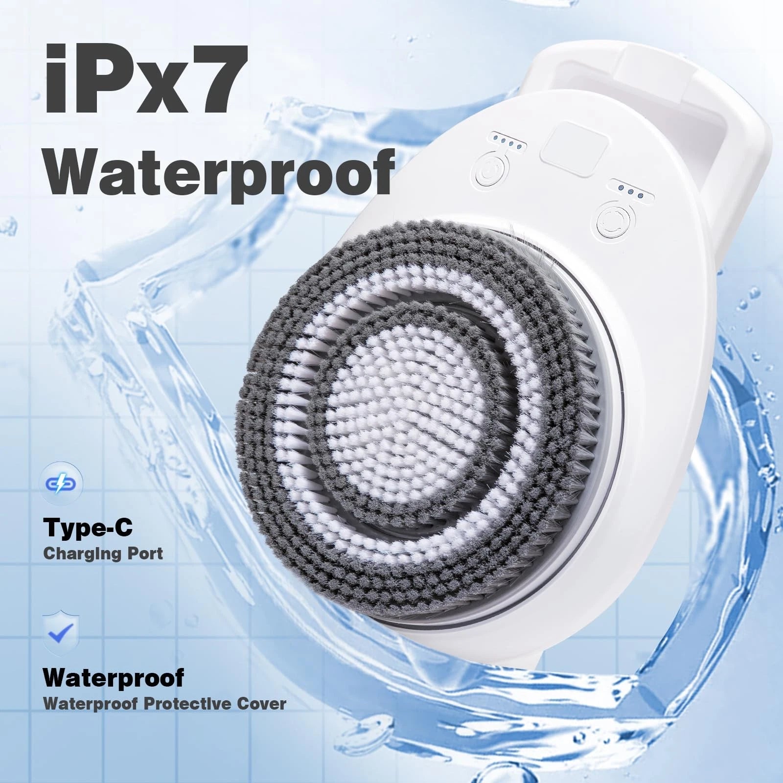 Smart Wall Mounted Exfoliating Brush, Electric Body Scrubber with 4 Replaceab...