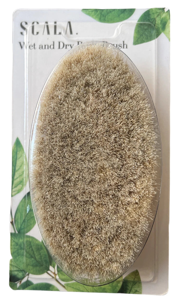 Wet And Dry Body Brush Exfoliator - Soft Bristle Naturally Exfoliates Dead Skin