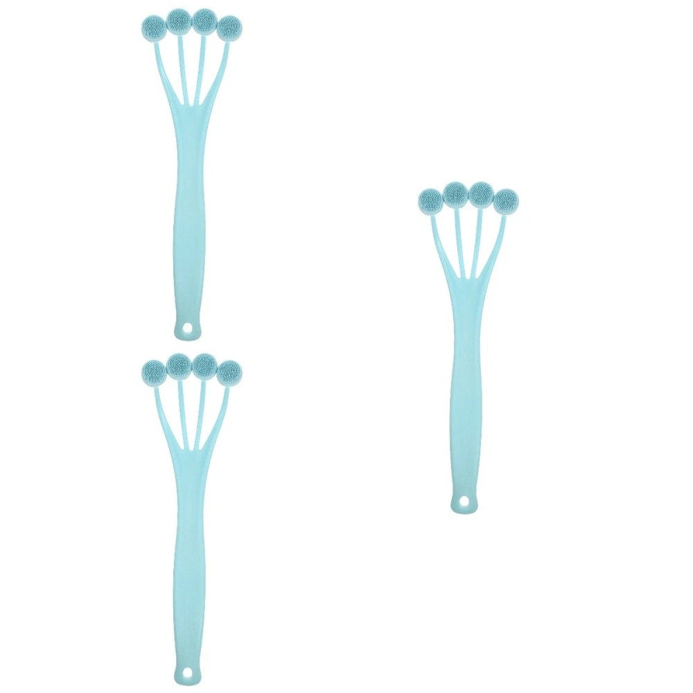 3 Pieces Exfoliating Bath Brush Man Scrubber with Handle Body Cleaning