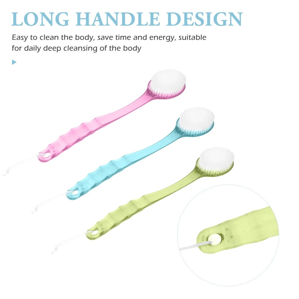 3pcs Long Handle Bath Scrubber Back Brush Massage Brush Bath Brush