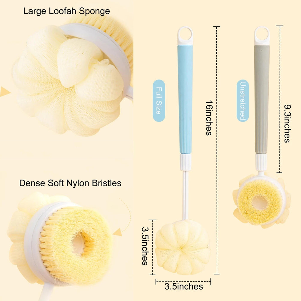 Back Scrub Brush for ShowerRetractable Double-Sided Long Handle Antiskid Bath...