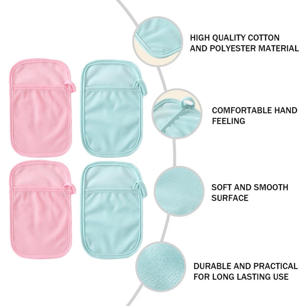4 Pcs Bath Gloves Exfoliating Baby Child Gentle Scrub Cotton Brush