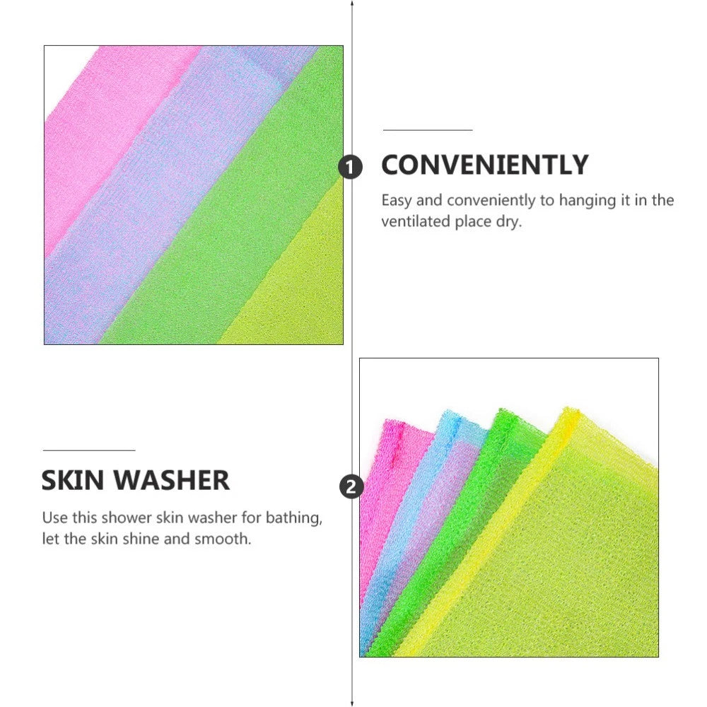4 Pcs Bath Towel Exfoliating Back Scrubber for Shower Body Scrubbing Brush