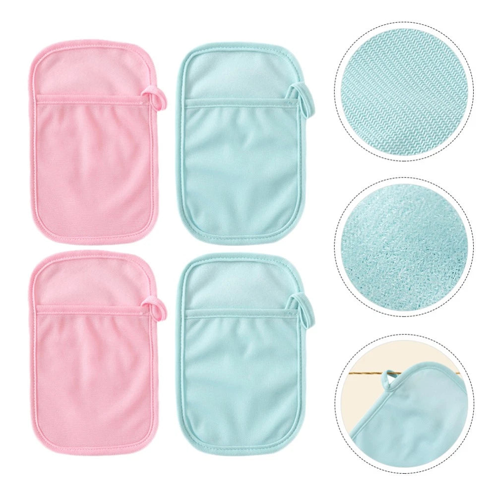 4 Pcs Bath Gloves Exfoliating Baby Child Gentle Scrub Cotton Brush