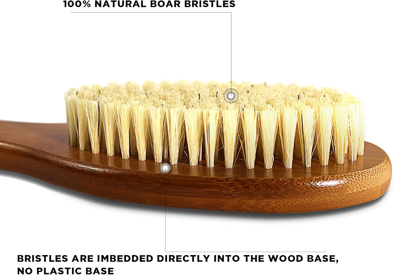 -17.71Inch Natural Boar Bristles Anti-Slip Long Handle Bath Brush,Bent Handle Sh