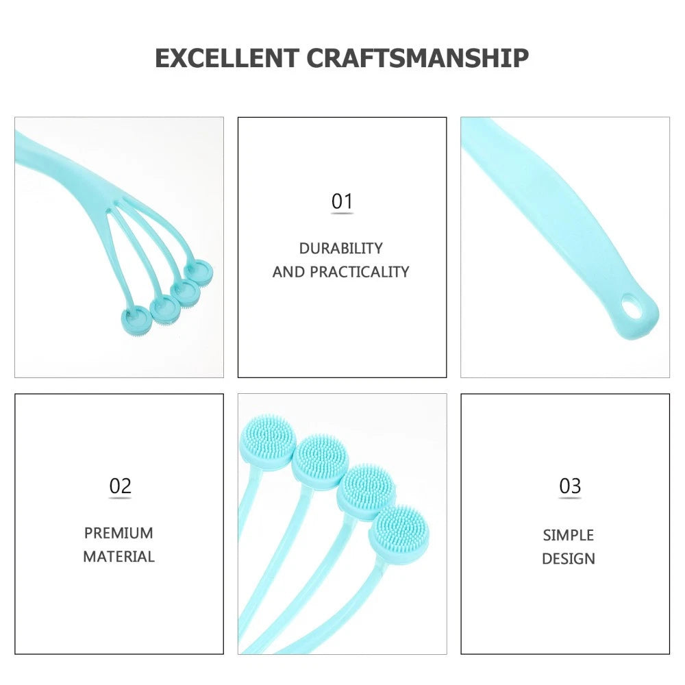 3 Pieces Exfoliating Bath Brush Man Scrubber with Handle Body Cleaning