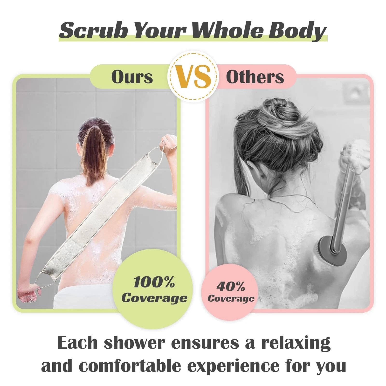 Natural Loofah Sponge Back Scrubber for Bath Shower, Exfoliating Body Scrubbe...