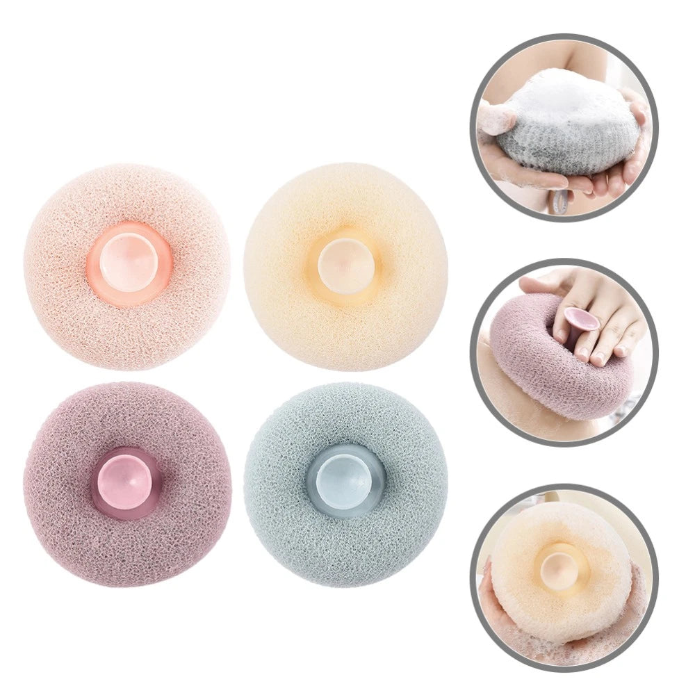 4pcs Bathroom Showering Scrubber Soap Foam Making Loofah Portable Bathing