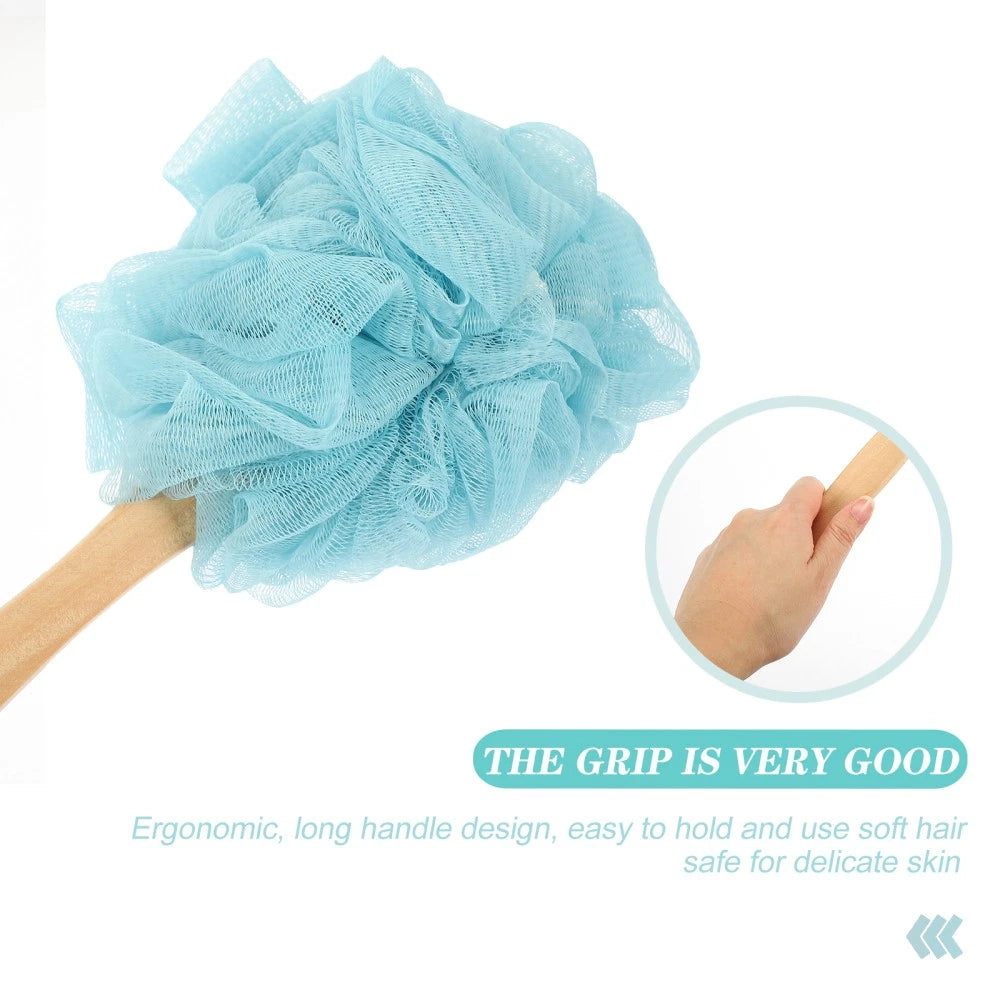 4 Pcs Bath Brush Rubs Back Ball Man Miss Scrubber Exfoliating Body Long Handle