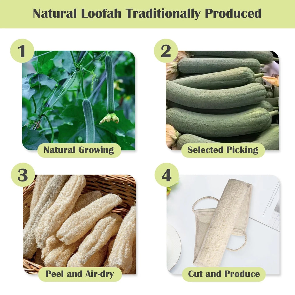Natural Loofah Sponge Back Scrubber for Bath Shower, Exfoliating Body Scrubbe...