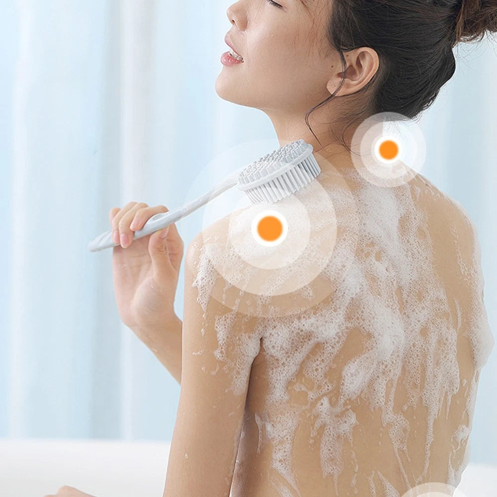 Wood Back Brush Body Scrubber Bath Silicone Exfoliator for Shower