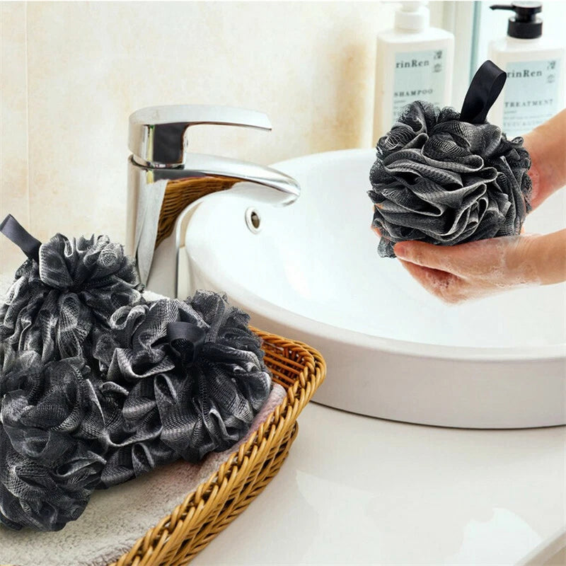 1PC Fiber and PE Material Scrubber Sponge Body Brush Puff Bath Shower Mesh Ball
