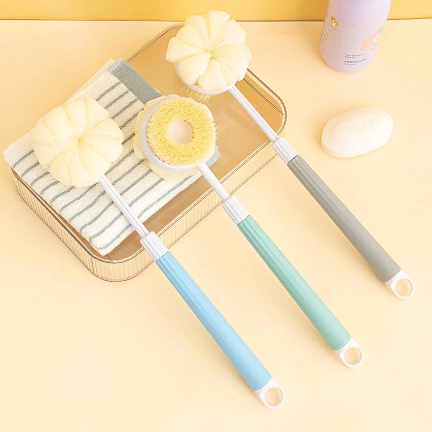 Back Scrub Brush for ShowerRetractable Double-Sided Long Handle Antiskid Bath...