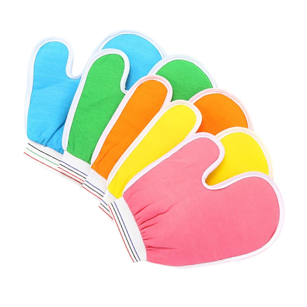 5 Pcs Bath Gloves Body Wash Mitt Scrub Brush Men and Women Bathing for Adults