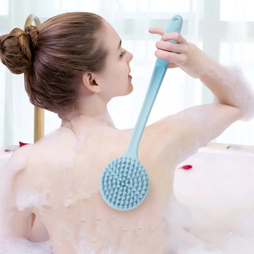 Silicone Bath Brush Man Back Cleaning Scrubber for Shower Long Handle