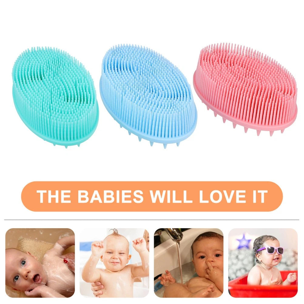 3Pcs Shampoo Silicone Hair Brush Kids Massage Bath Brush Scrubber