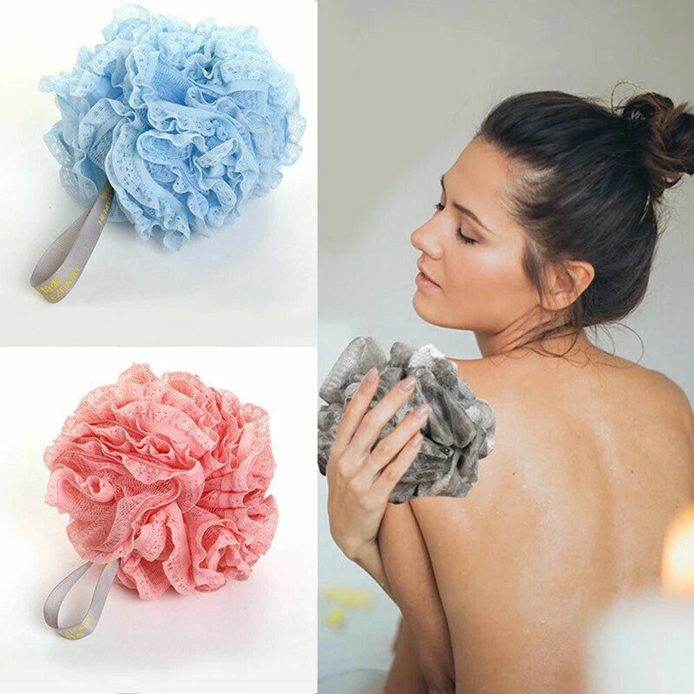 Soft Scrubber Sponge Flower Exfoliating Body Brush Puff Bath Shower Mesh Ball AU