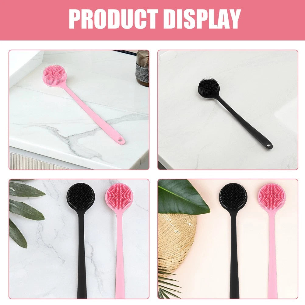 2 Pcs Bath Brush Man Silicone Body Scrubber Shower Back for with Handle