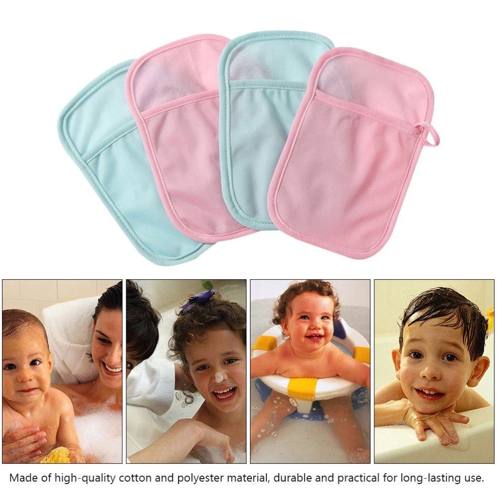 4 Pcs Bath Gloves Exfoliating Baby Child Gentle Scrub Cotton Brush