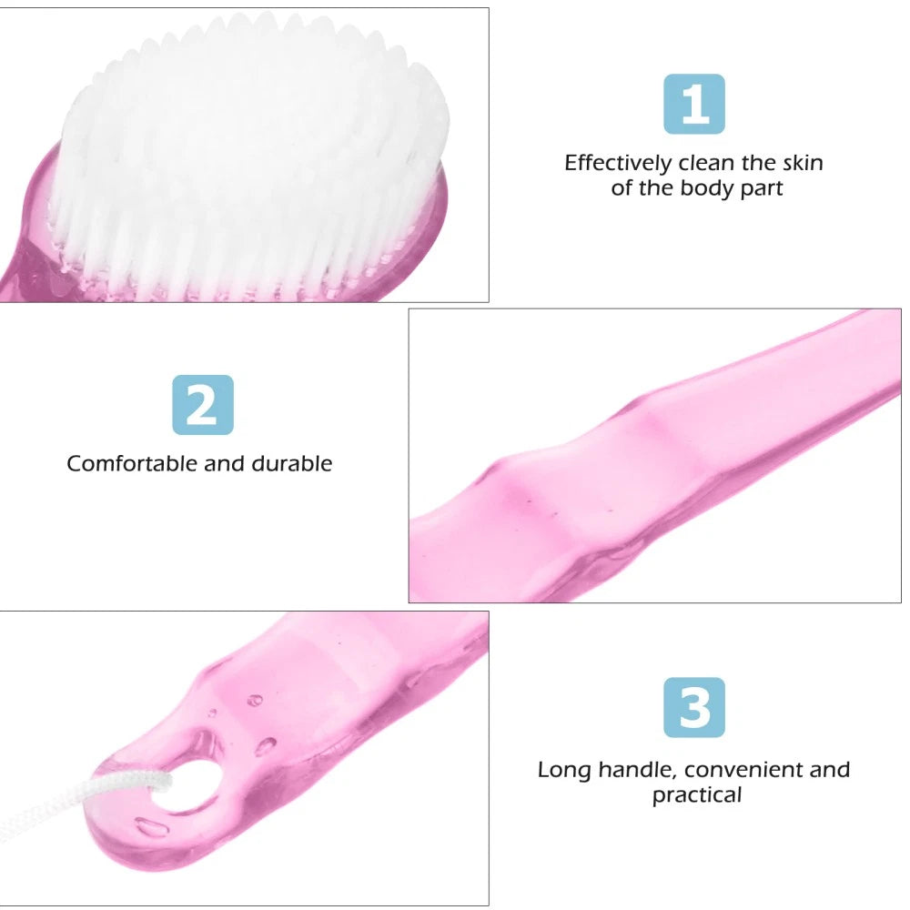 3pcs Long Handle Bath Scrubber Back Brush Massage Brush Bath Brush