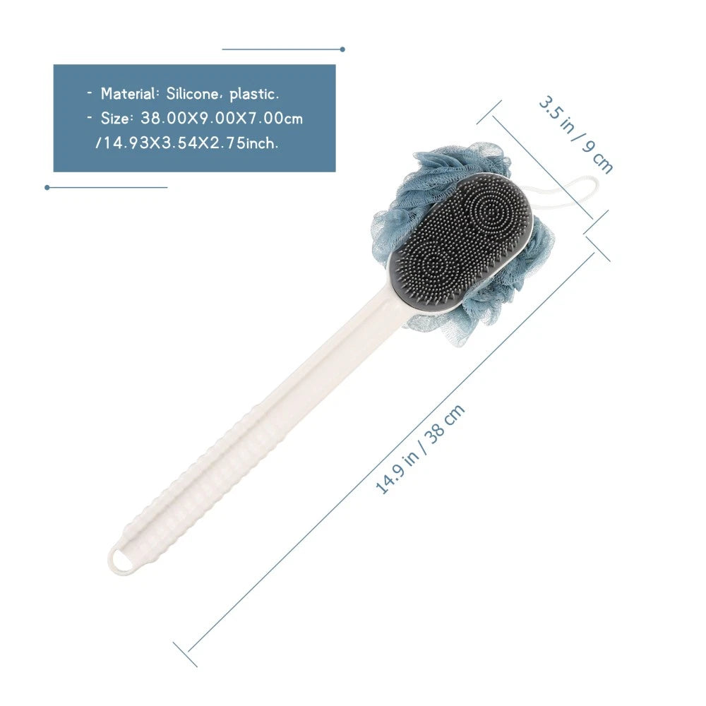 Back Rub Bath Brush Man Silicone Scrubber for Shower Body Long Handle