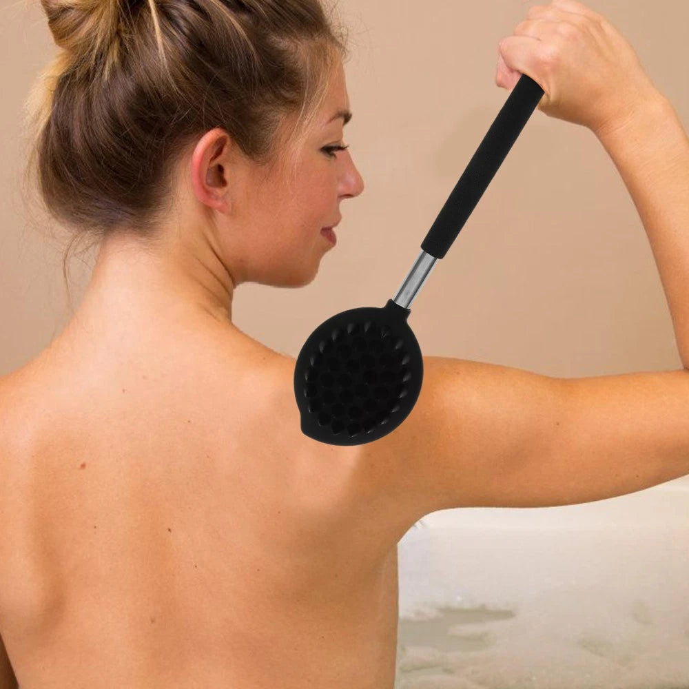 Silicone Bath Brush Man Skin Exfoliating Back Scrubbing Shower Body Scrubber