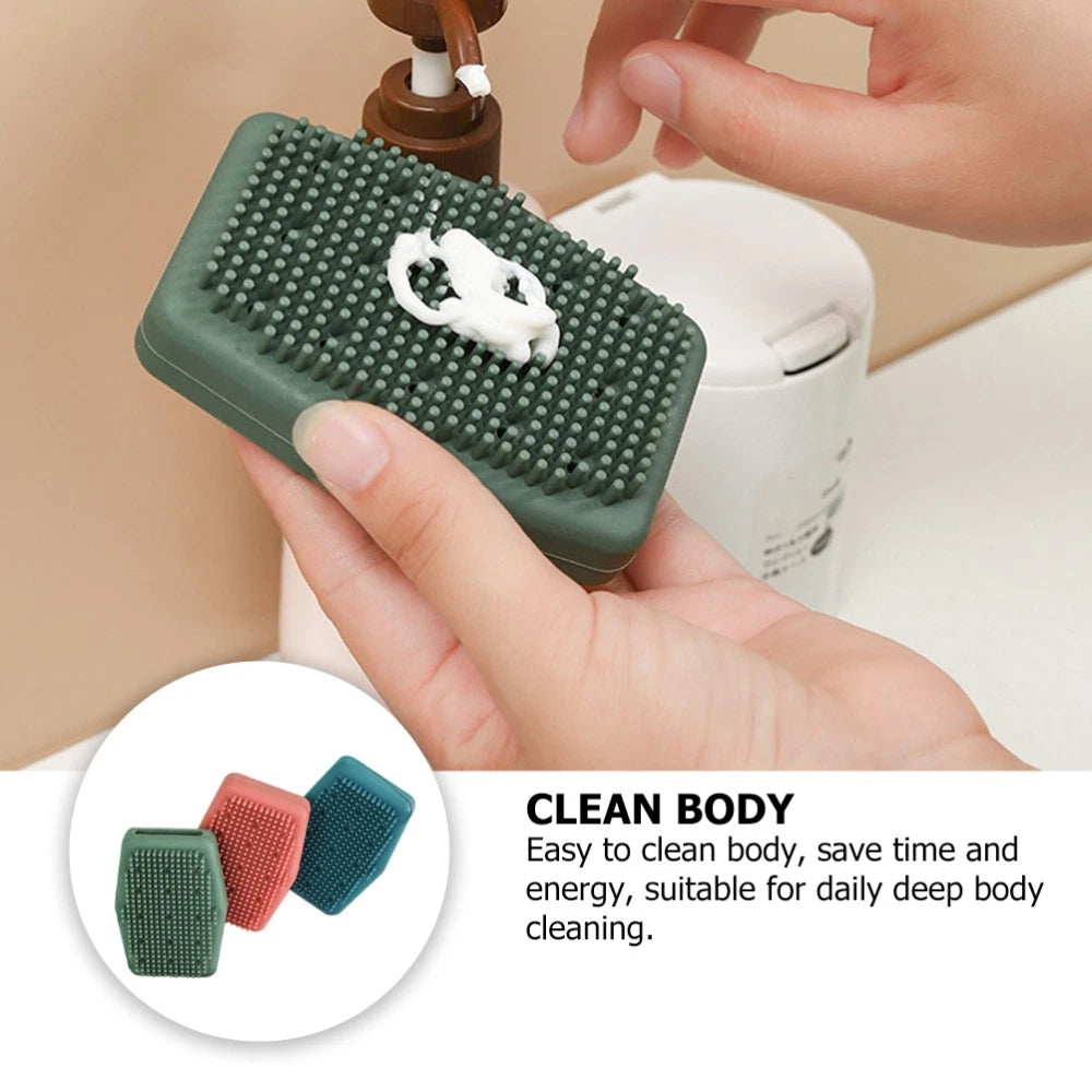 3 Pcs Silicone Bath Brush Body Exfoliator Skin Scrubber Man Cleaning Tools Back