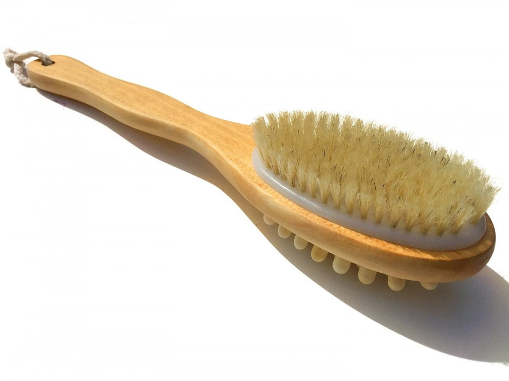 Smooth Skin Natural Bristle Bath Brush 2-in-1 Exfoliating Body Reduces Cellulite