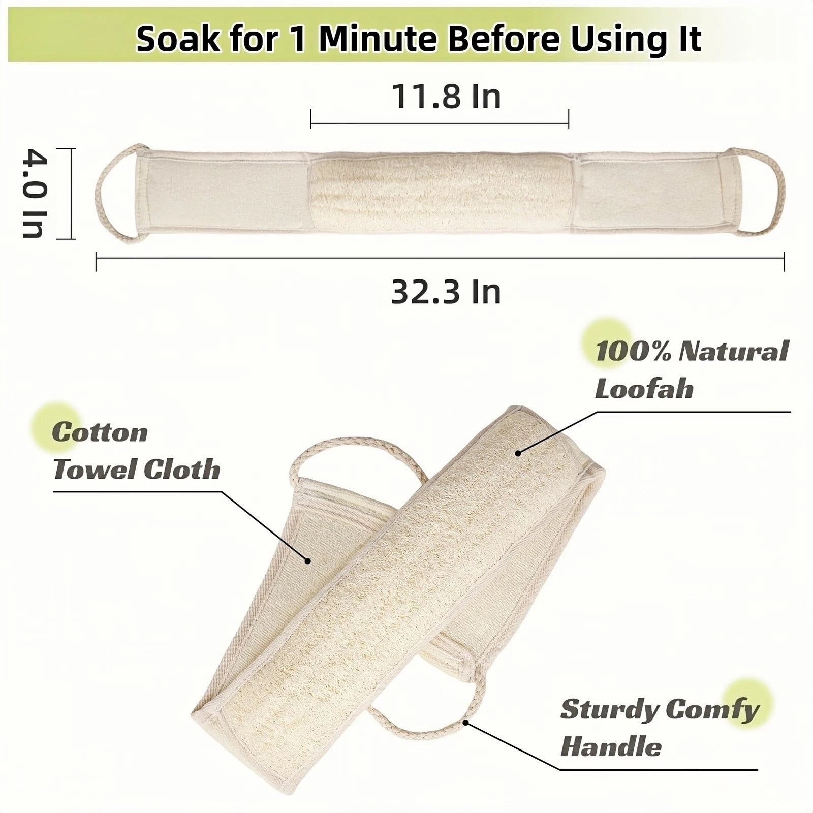Natural Loofah Sponge Back Scrubber for Bath Shower, Exfoliating Body Scrubbe...