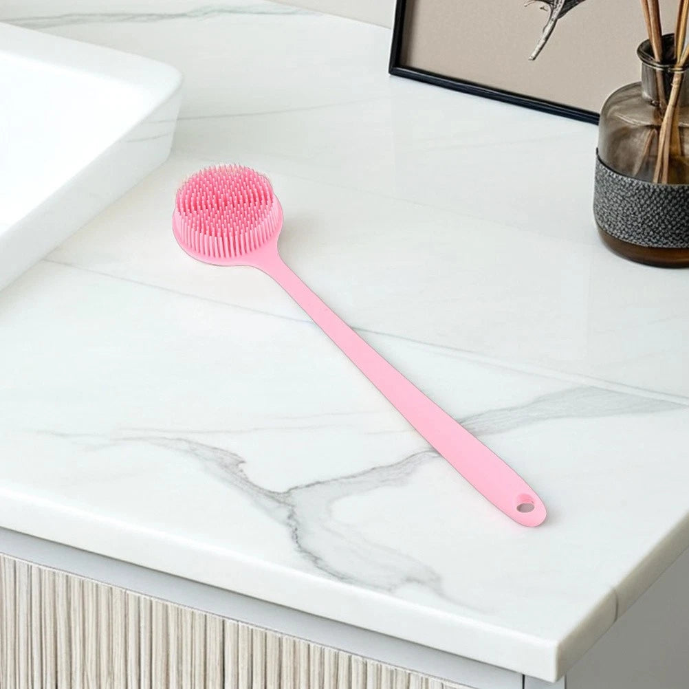 2 Pcs Bath Brush Man Silicone Body Scrubber Shower Back for with Handle