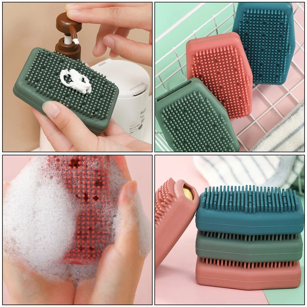 3 Pcs Silicone Bath Brush Body Exfoliator Skin Scrubber Man Cleaning Tools Back