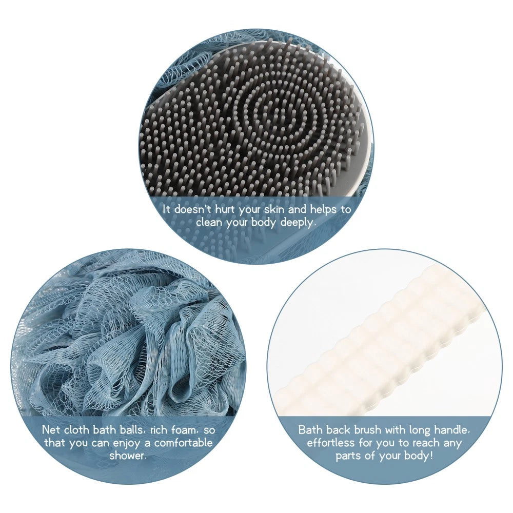 Back Rub Bath Brush Man Silicone Scrubber for Shower Body Long Handle