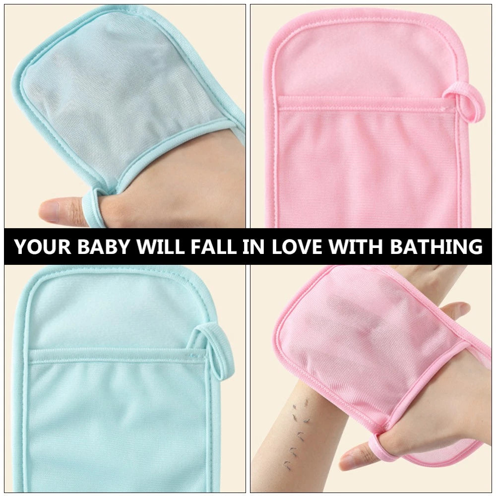 4 Pcs Bath Gloves Exfoliating Baby Child Gentle Scrub Cotton Brush
