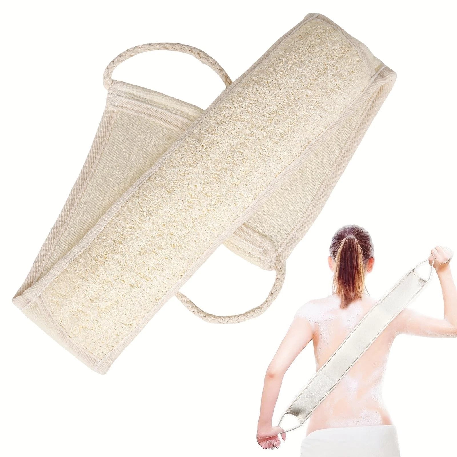 Natural Loofah Sponge Back Scrubber for Bath Shower, Exfoliating Body Scrubbe...