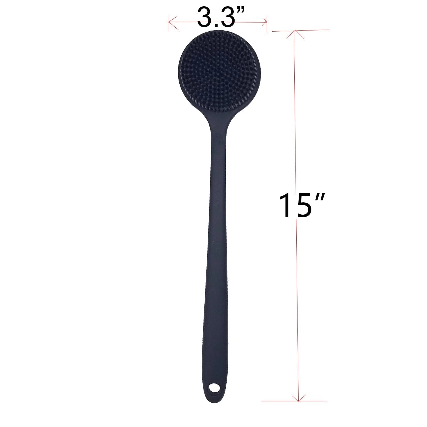 ✅ NEW- Silicone Back Scrubber for Shower Body Brush w/ Long Handle Black