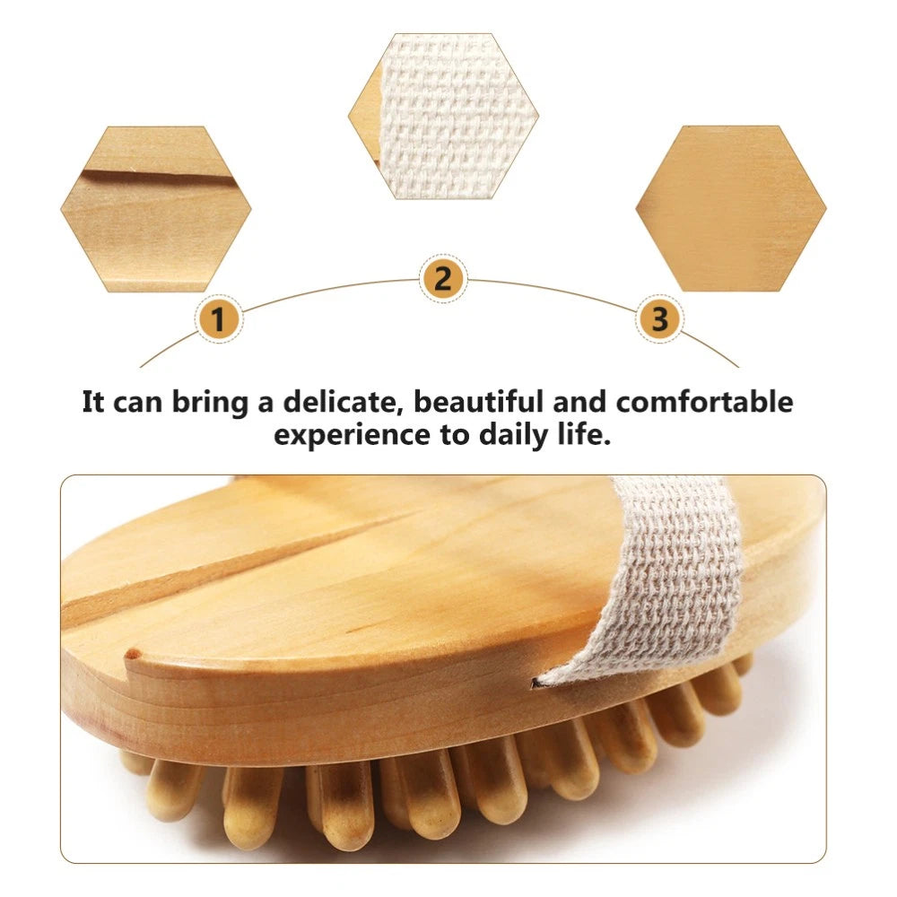 1PC Wooden Massage Brush Head No Handle Body Bath Massage Brush (Wood Color)