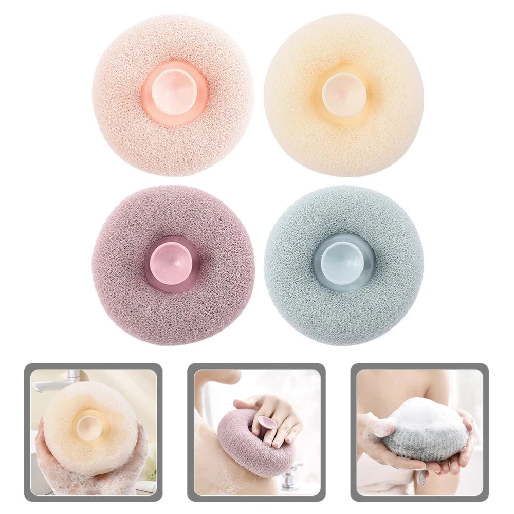 4pcs Bathroom Showering Scrubber Soap Foam Making Loofah Portable Bathing
