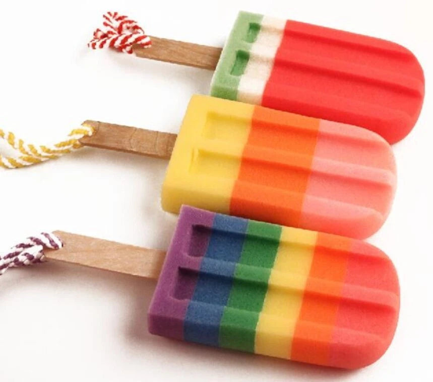 Popsicle Cute Shower Sponges Soft Bathing Scrub forKids Rainbow Baby Bath Sponge