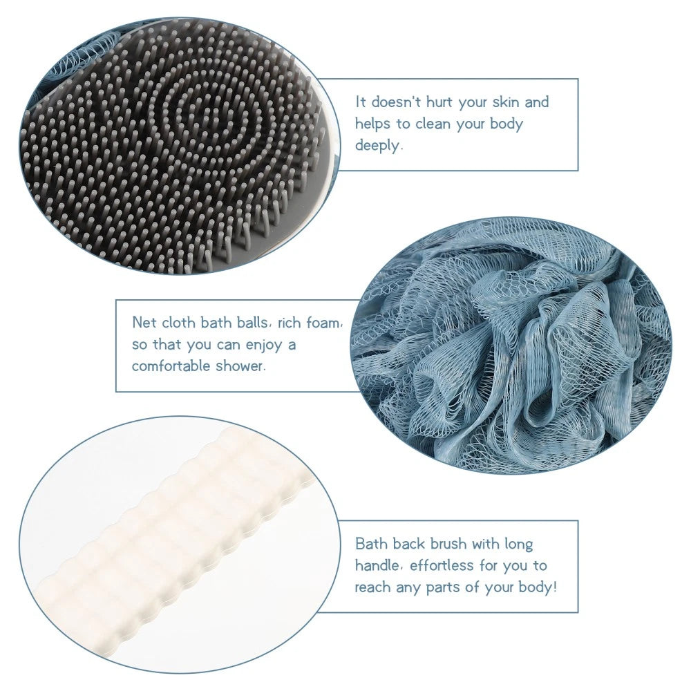 Back Rub Bath Brush Man Silicone Scrubber for Shower Body Long Handle