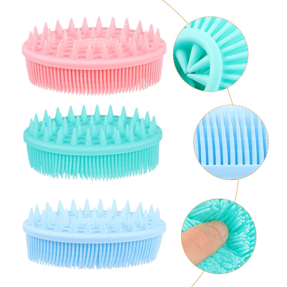 3Pcs Shampoo Silicone Hair Brush Kids Massage Bath Brush Scrubber