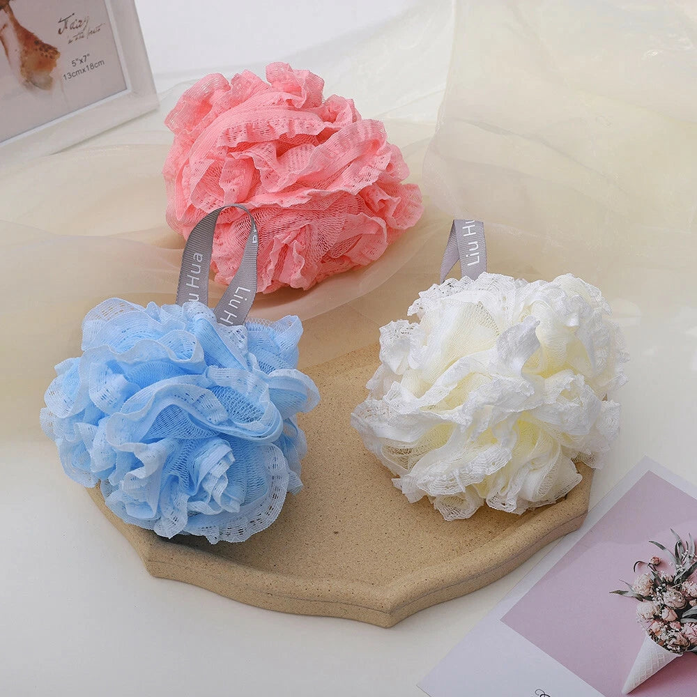 Soft Scrubber Sponge Flower Exfoliating Body Brush Puff Bath Shower Mesh Ball AU