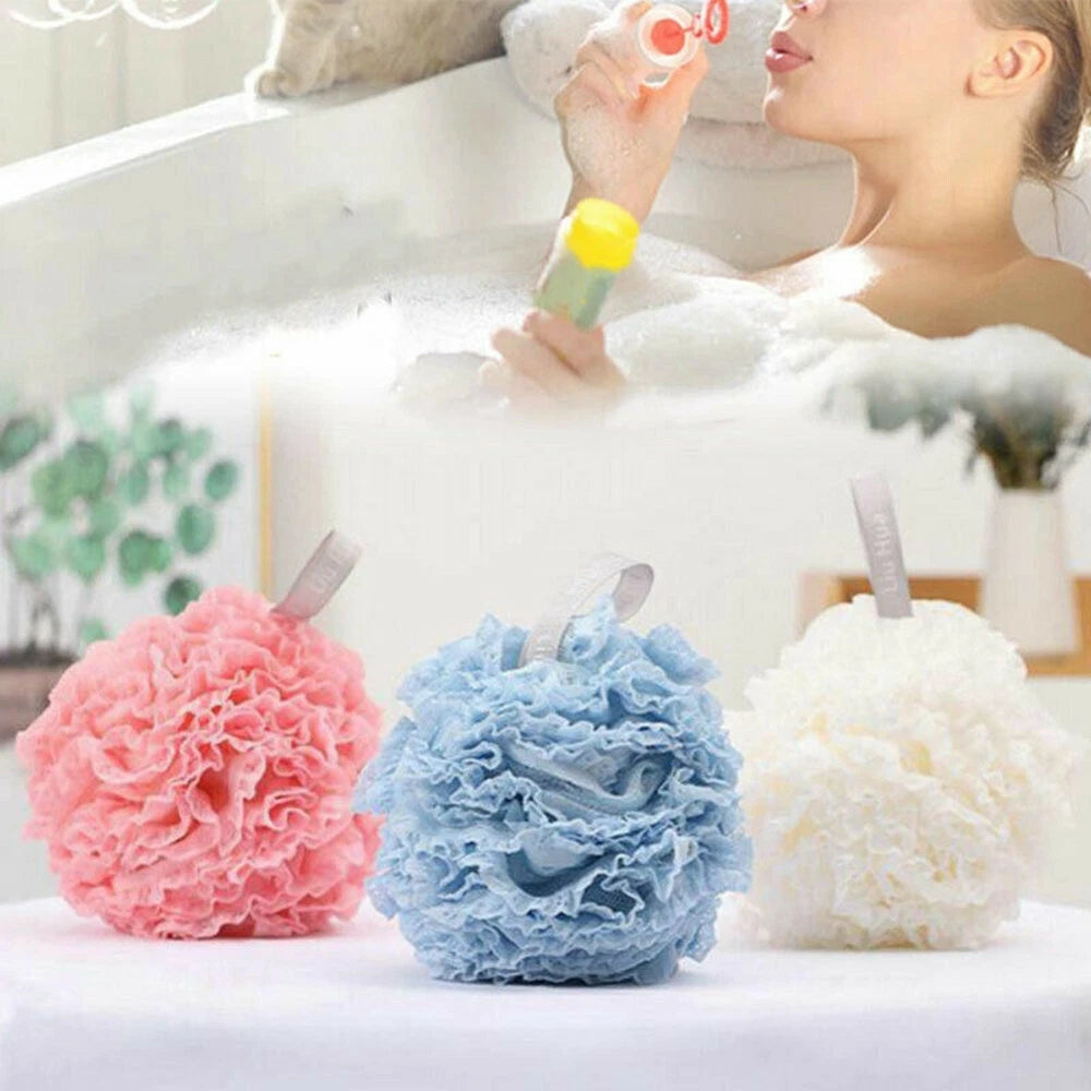 Soft Scrubber Sponge Flower Exfoliating Body Brush Puff Bath Shower Mesh Ball AU