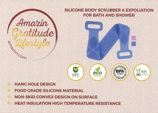 Silicone Bath Body Brush - Extra Long Shower Exfoliating Body Scrubber f