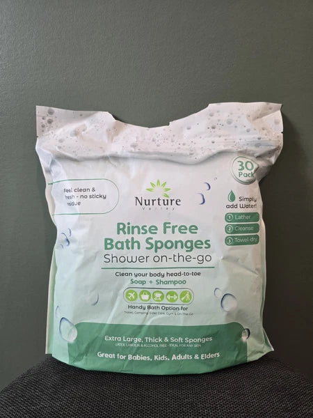 Nurture Valley Disposable Sponge Bath Wipes for Adults & Seniors